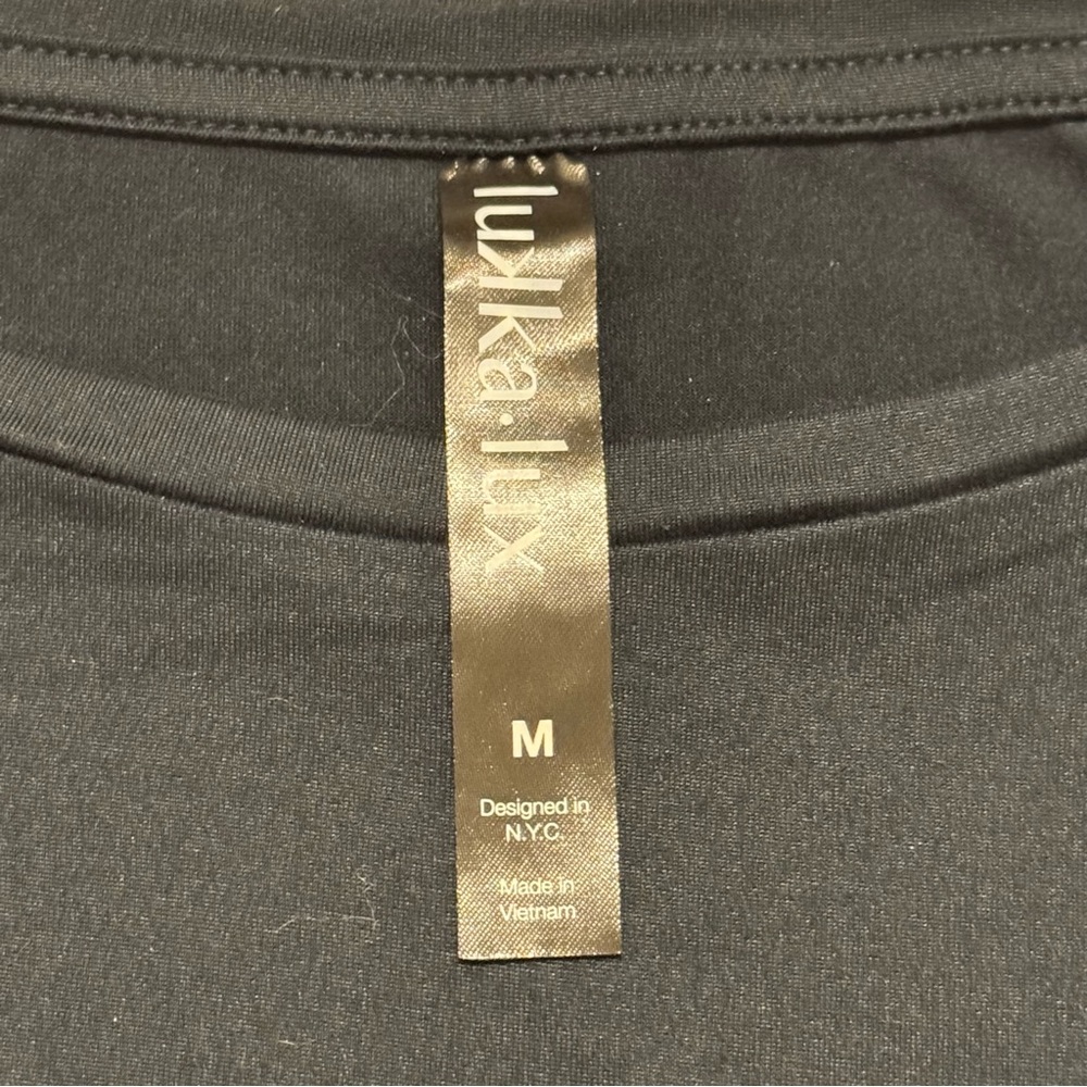 Lukka Lux Women's Size Medium Stretchy Black Top with Sewn-In Knot-Front Waist - Picture 2 of 5